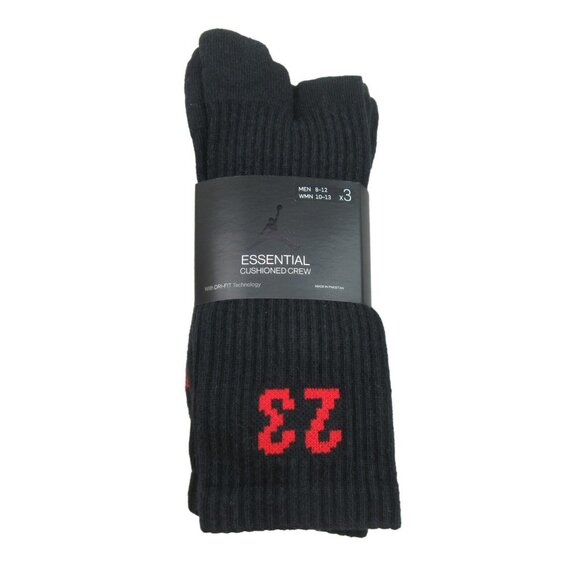 Jordan Other - Jordan Essentials Crew Socks (3 Pairs) Mens Size 8-12 Black Red NEW